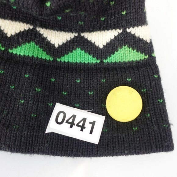 KNITS by HART USA Men's Black Green Ski Hat OS Beanie 100% Wool Winter Cozy - Picture 9 of 10